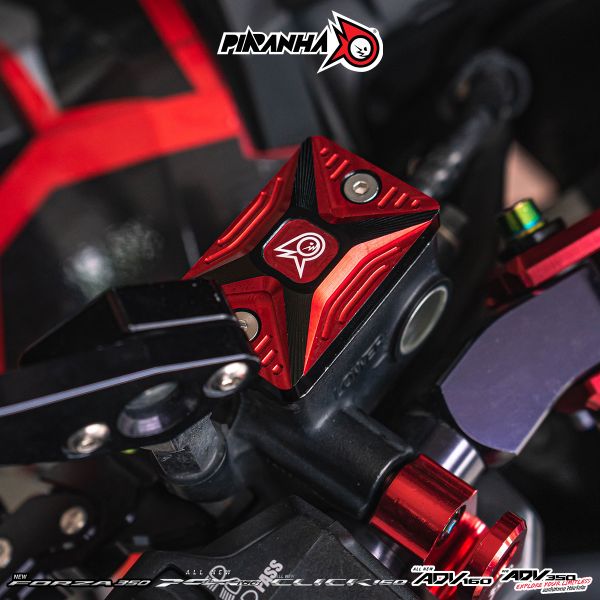 ฝาปิดน้ำมันดิสเบรค CNC Duo Anodize สำหรับปั๊มเดิม NISSIN ทรงเหลี่ยม V2 PIRANHA
