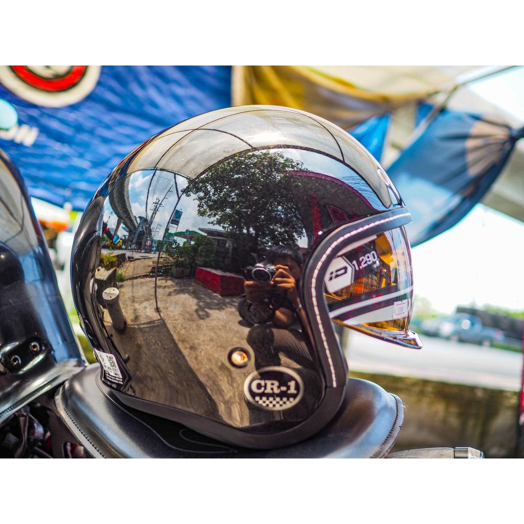 NEW2022 หมวกกันน็อค ครึ่งใบ ทรงวินเทจ ID รุ่นCR-1 มีแว่น CUSTOM / CAFE RACER / PRIMO