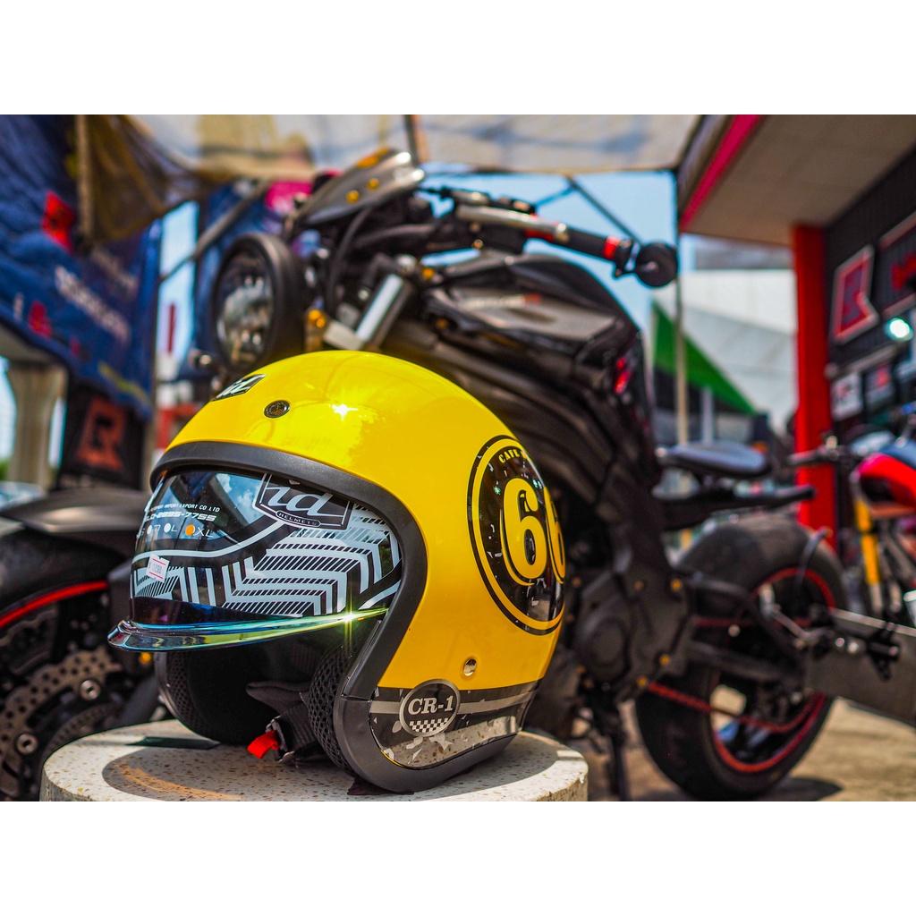 NEW2022 หมวกกันน็อค ครึ่งใบ ทรงวินเทจ ID รุ่นCR-1 มีแว่น CUSTOM / CAFE RACER / PRIMO