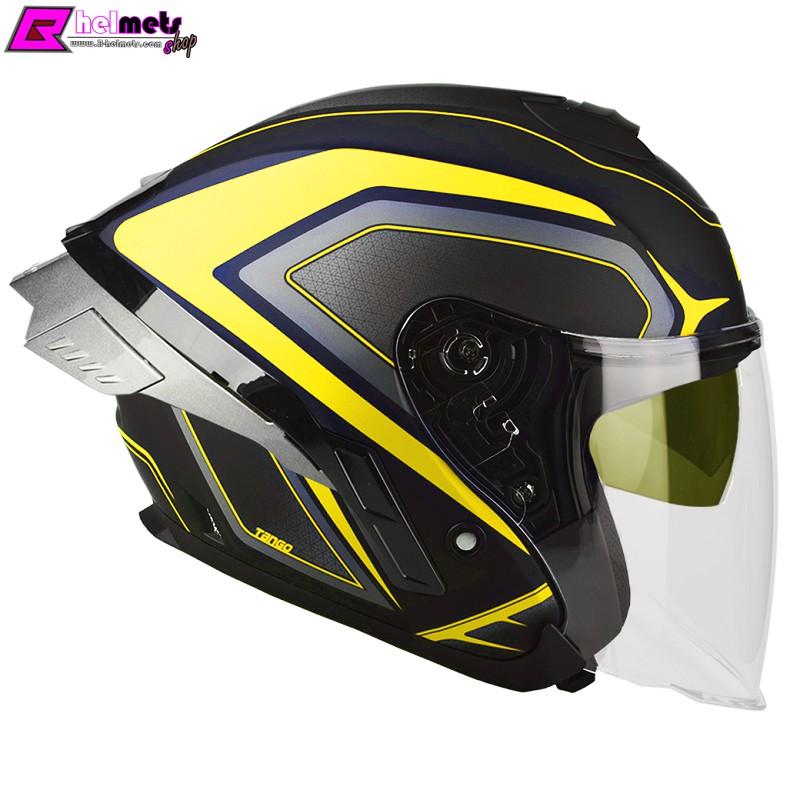 ##หมวกกันน็อค Tango-SR - HEXA Black-Yellow Fluo-Grey-Matt (Spoiler)