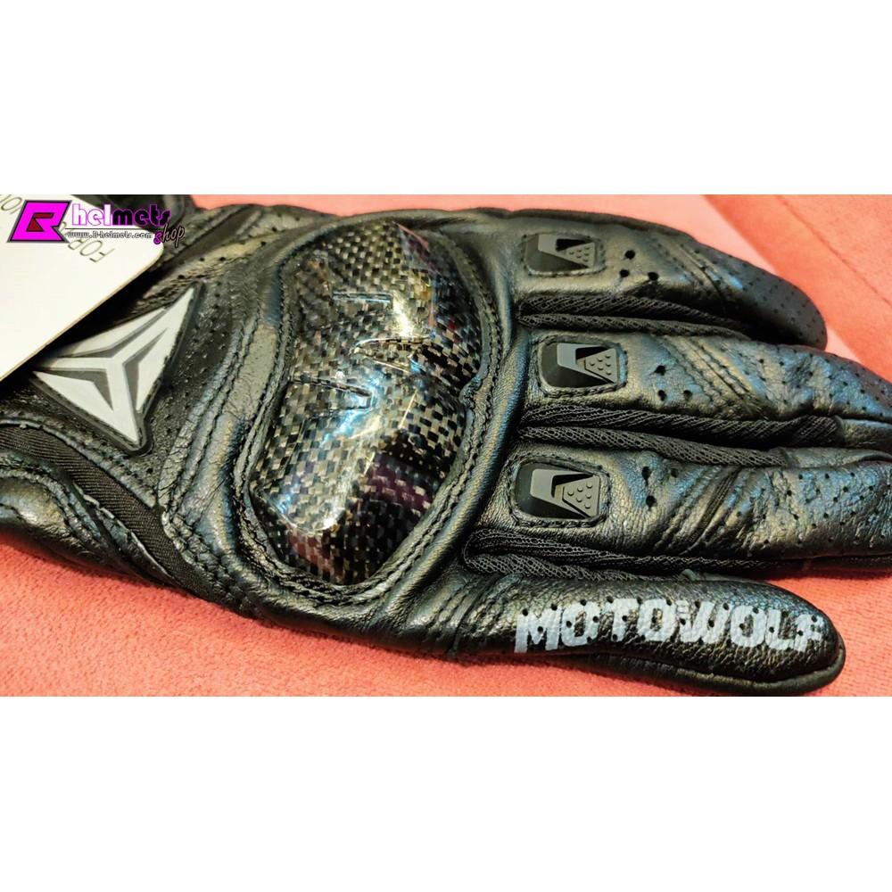 13. ##ถุงมือ MOTOWOLF ถุงมือหนัง สำหรับขับขี่รถจักรยานยนต์