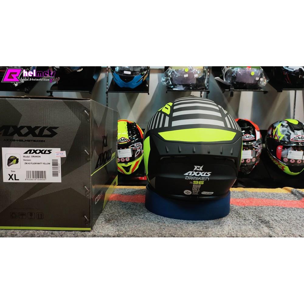 25.หมวกกันน็อค เต็มใบ Axxis รุ่น Draken 296 Matt Yellow มีสินค้าพร้อมจัดส่ง