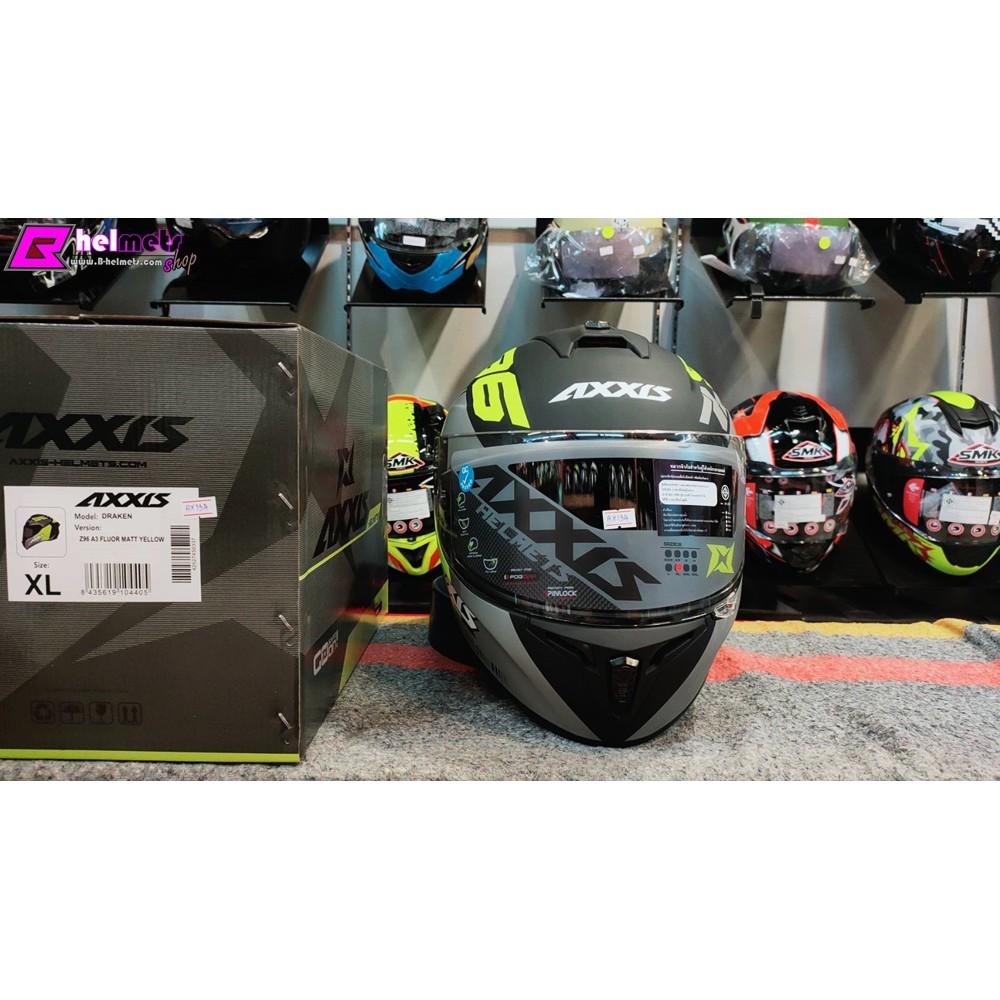 25.หมวกกันน็อค เต็มใบ Axxis รุ่น Draken 296 Matt Yellow มีสินค้าพร้อมจัดส่ง