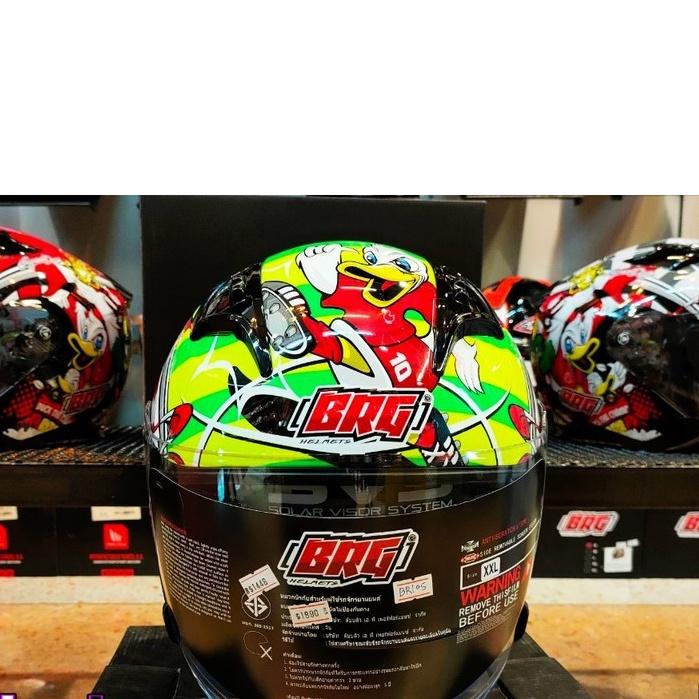 40.หมวกกันน็อค คร่ึงใบ BRG รุ่นBR-20 ลายDUCK CHAMPION GLOSS Green แว่น 2ชั้น