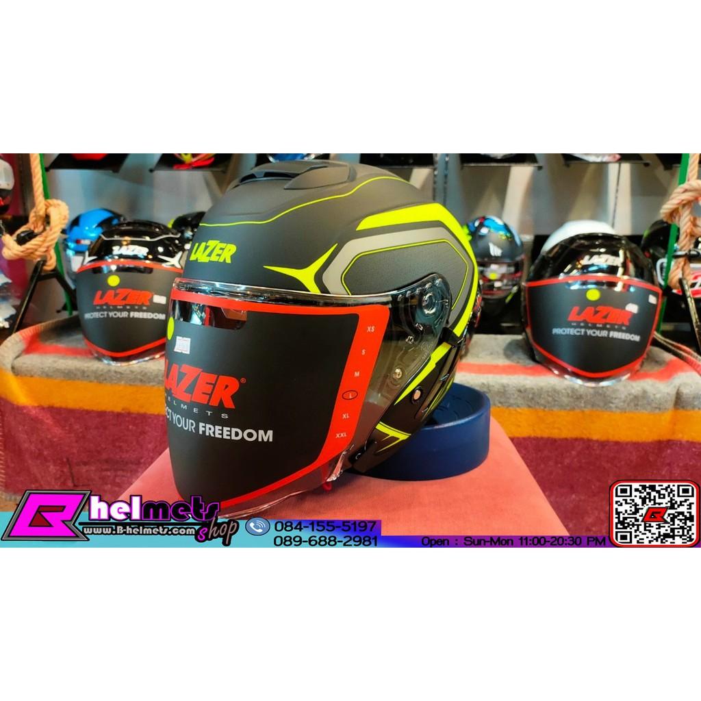 #หมวกกันน็อค Lazer Tango-SR Black-Yellow Fluo-Grey-Matt (Spoiler) สินค้าบางใบ อาจจะมีตำหนิเล็กน้อย เพราะเป็นสินค้าลดราคา