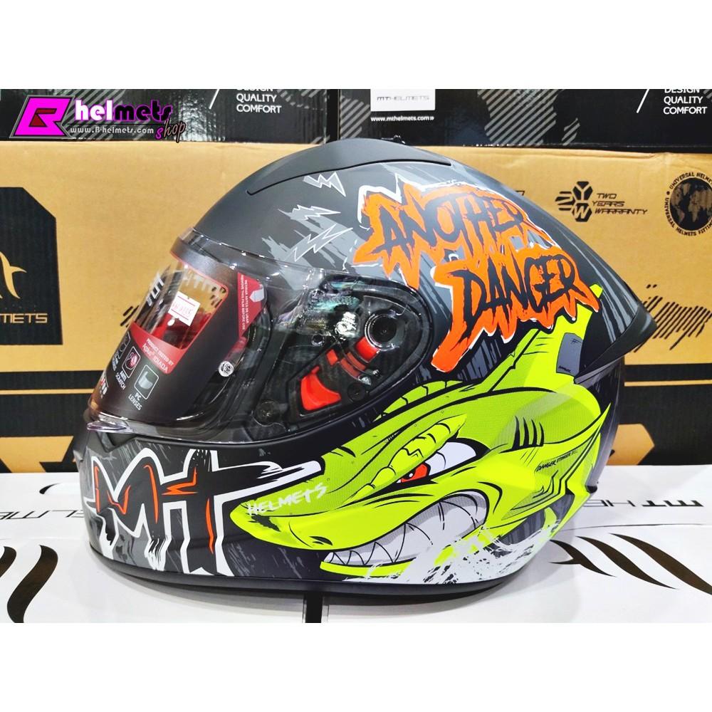#หมวกกันน็อค MT STINGER DANGER FLUOR Green Orange NEW!!!!  [ด้าน]