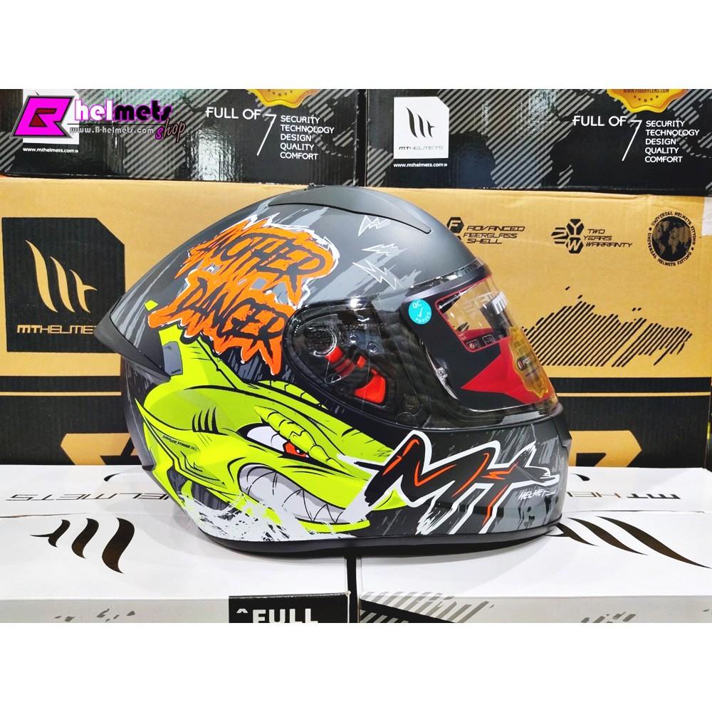 #หมวกกันน็อค MT STINGER DANGER FLUOR Green Orange NEW!!!!  [ด้าน]