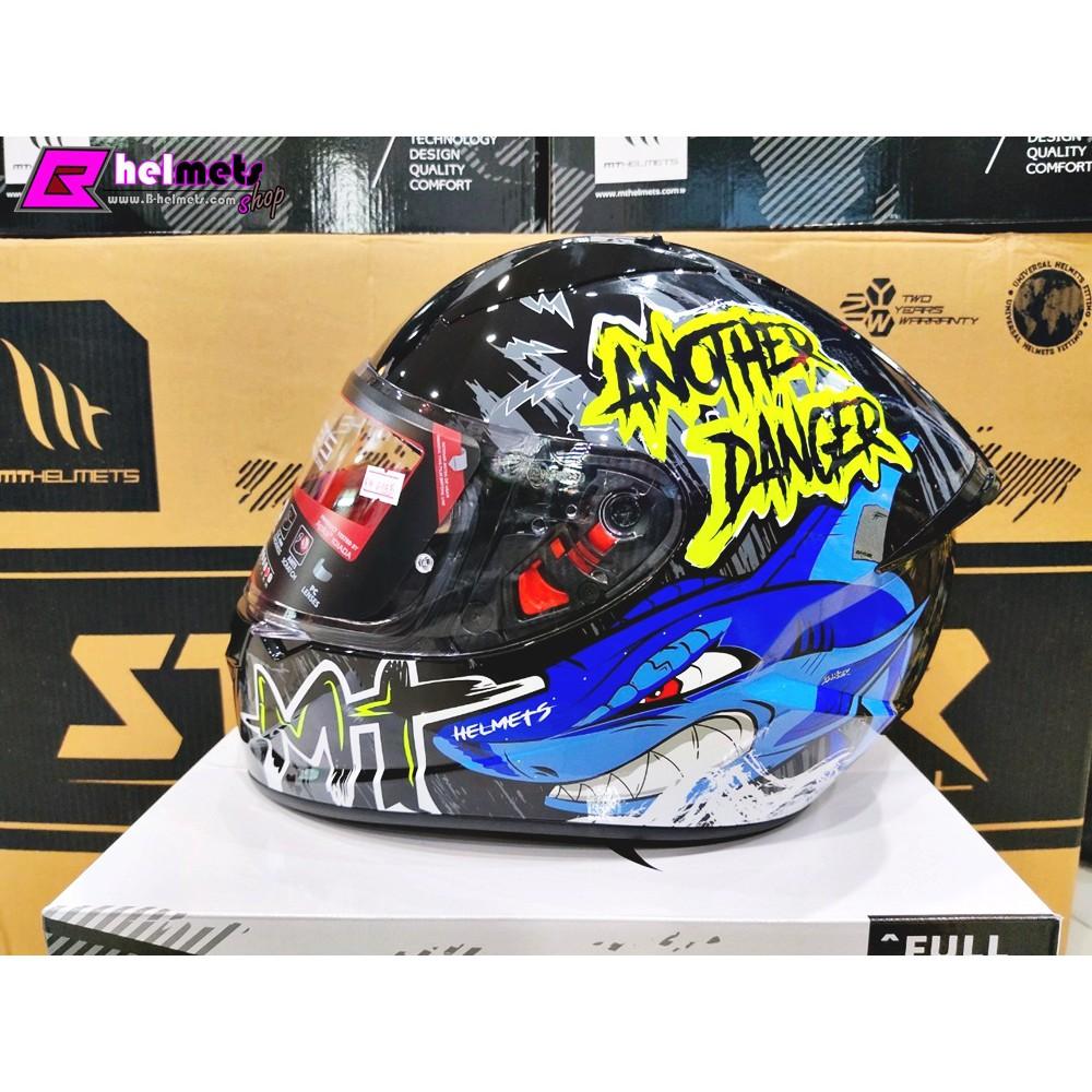#หมวกกันน็อค MT STINGER DANGER GLOSS BLUE New!! [เงา]