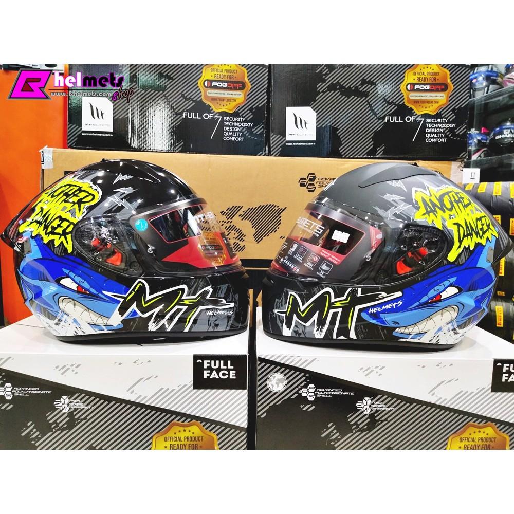 #หมวกกันน็อค MT STINGER DANGER GLOSS BLUE New!! [เงา]