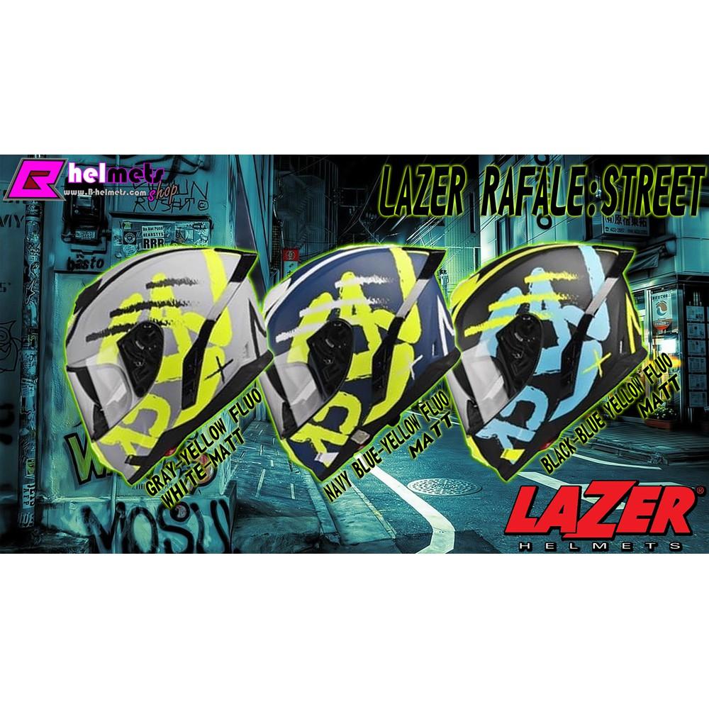 31.หมวกกันน็อค เต็มใบ LAZER RAFALE-S - STREET Titan Grey-Yellow Fluo-Matt "แถมสปอยเลอร์" เทาเหลือง
