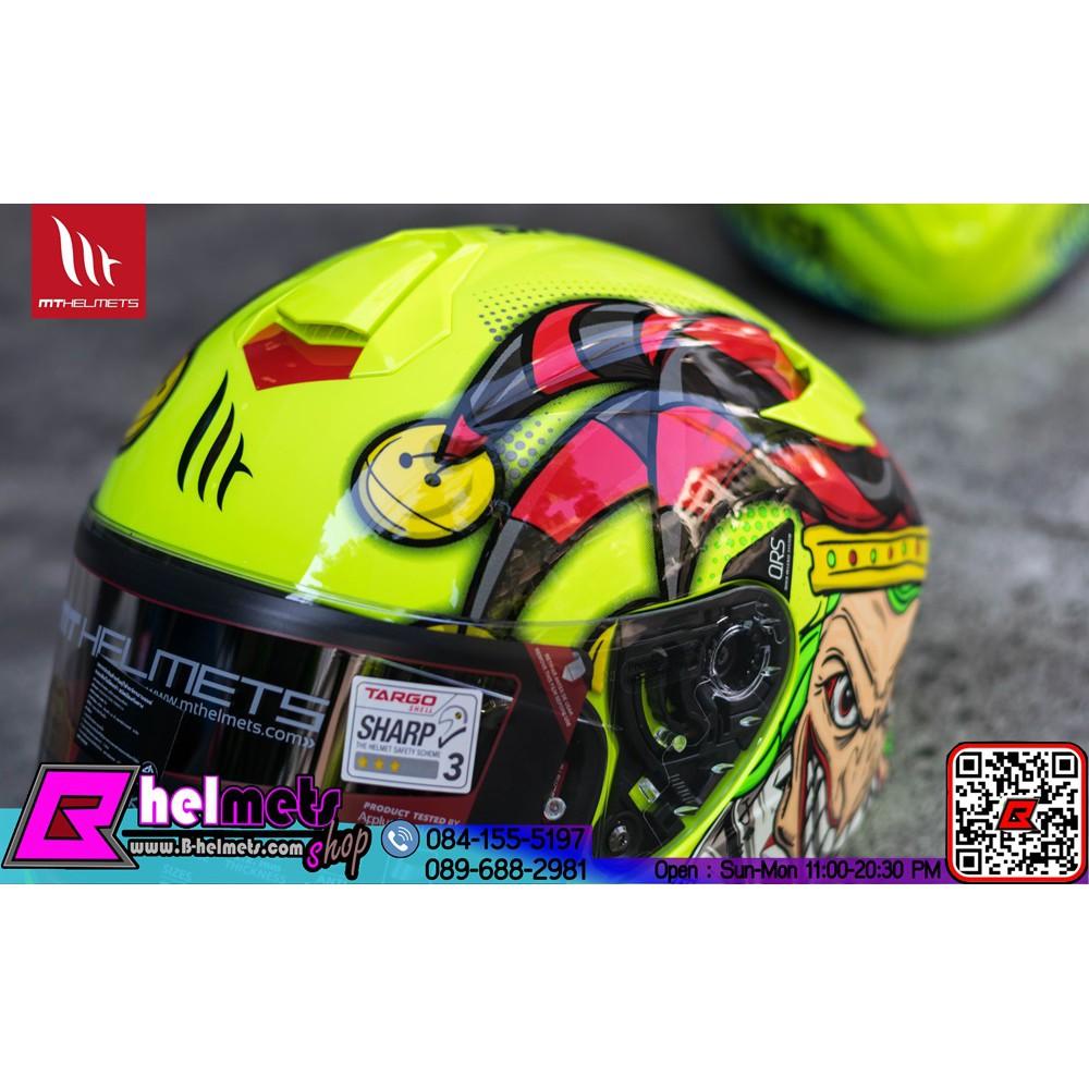#หมวกกันน็อค MT TARGO JOKER - GLOSS FLUOR YELLOW RED เงา*