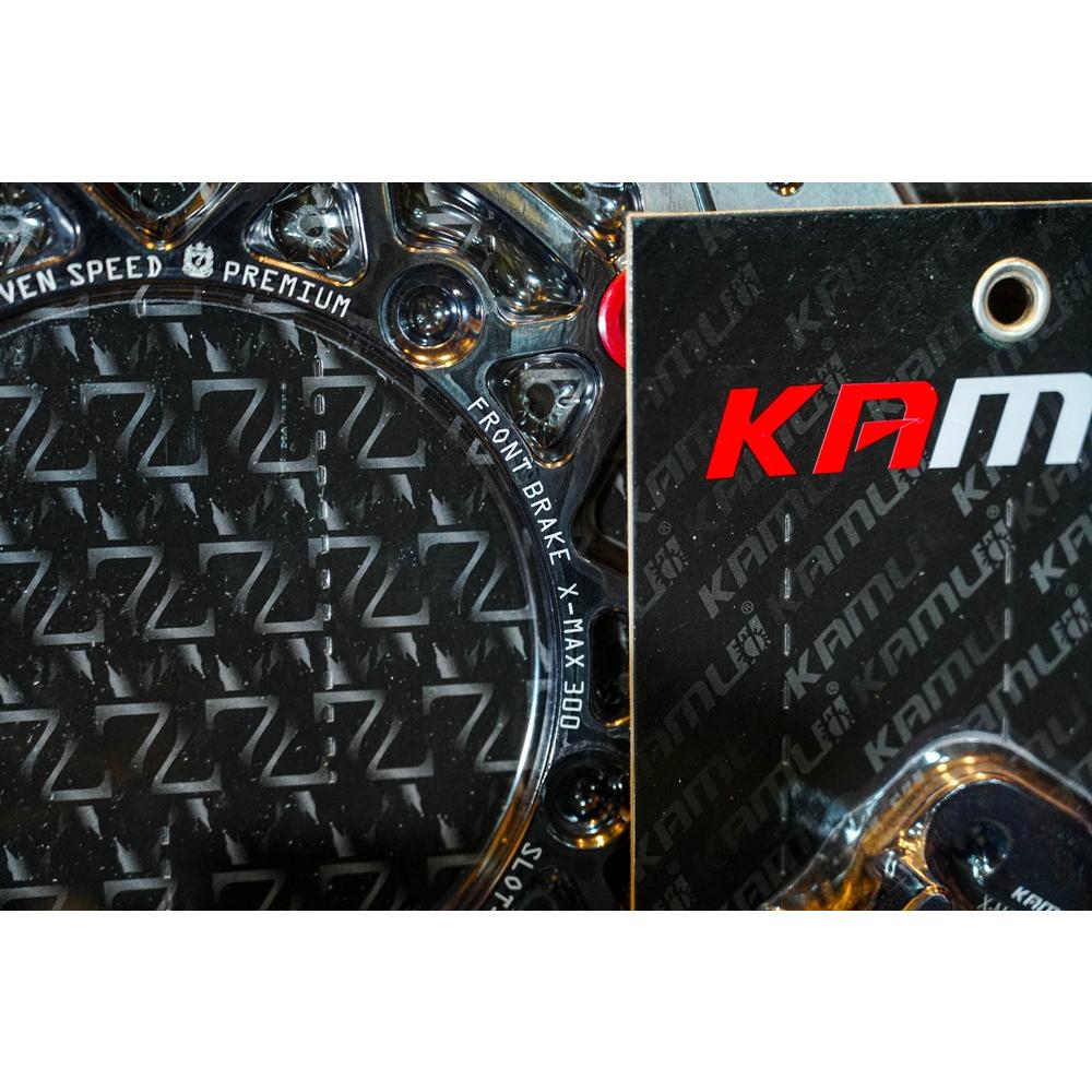 ชุดX-MAX จานดิสเบรคหน้า ดำแดง ขนาด 300mm ปั้มBrembo 4POT หูชิต ขวา พร้อมขาจับปั้ม KAMUII ชุด sever speed for X-MAX