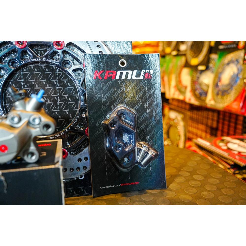 ชุดX-MAX จานดิสเบรคหน้า ดำแดง ขนาด 300mm ปั้มBrembo 4POT หูชิต ขวา พร้อมขาจับปั้ม KAMUII ชุด sever speed for X-MAX
