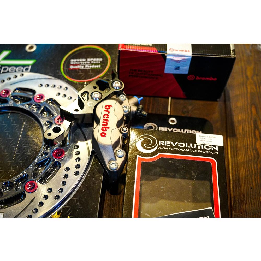 ชุด จานดิสเบรค หน้า ขนาด 300mm ปั้มBrembo 4POT หูชิต พร้อมขาจับปั้ม evolution ชุด sever speed for FORZA300-350