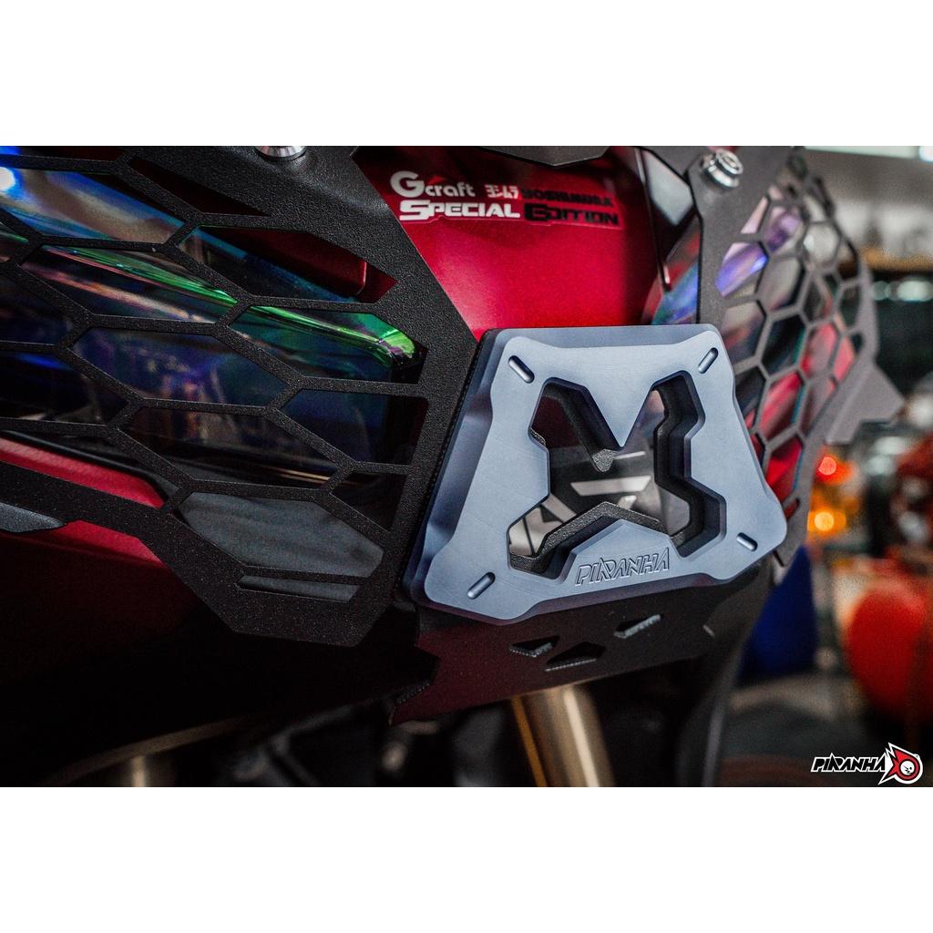 การ์ดตะแกรงไฟหน้าเหล็ก + อลูมิเนียม CNC ตรงรุ่น ADV-350 แบรนด์ PIRANHA การ์ดไฟหน้า ตะแกรงไฟหน้า
