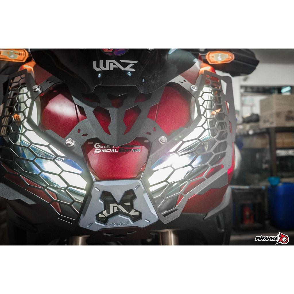 การ์ดตะแกรงไฟหน้าเหล็ก + อลูมิเนียม CNC ตรงรุ่น ADV-350 แบรนด์ PIRANHA การ์ดไฟหน้า ตะแกรงไฟหน้า