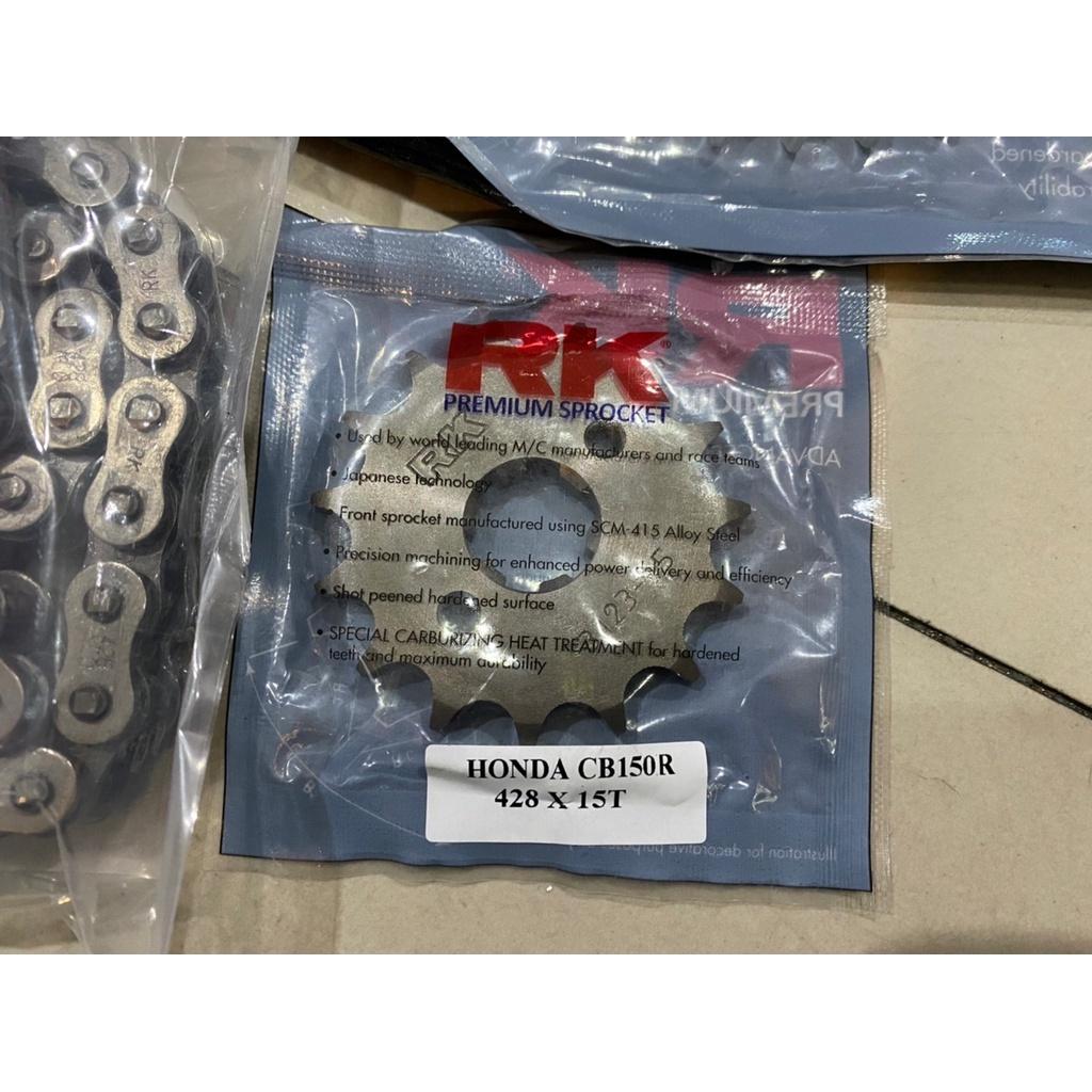 ชุดSetโซ่ สเตอร์หน้า-หลัง งานRK  CBR150R  Y11-17  โซ่ 428KLO สเตอร์หน้า15ฟัน สเตอร์หลัง43-47ฟัน ชุดSET RK