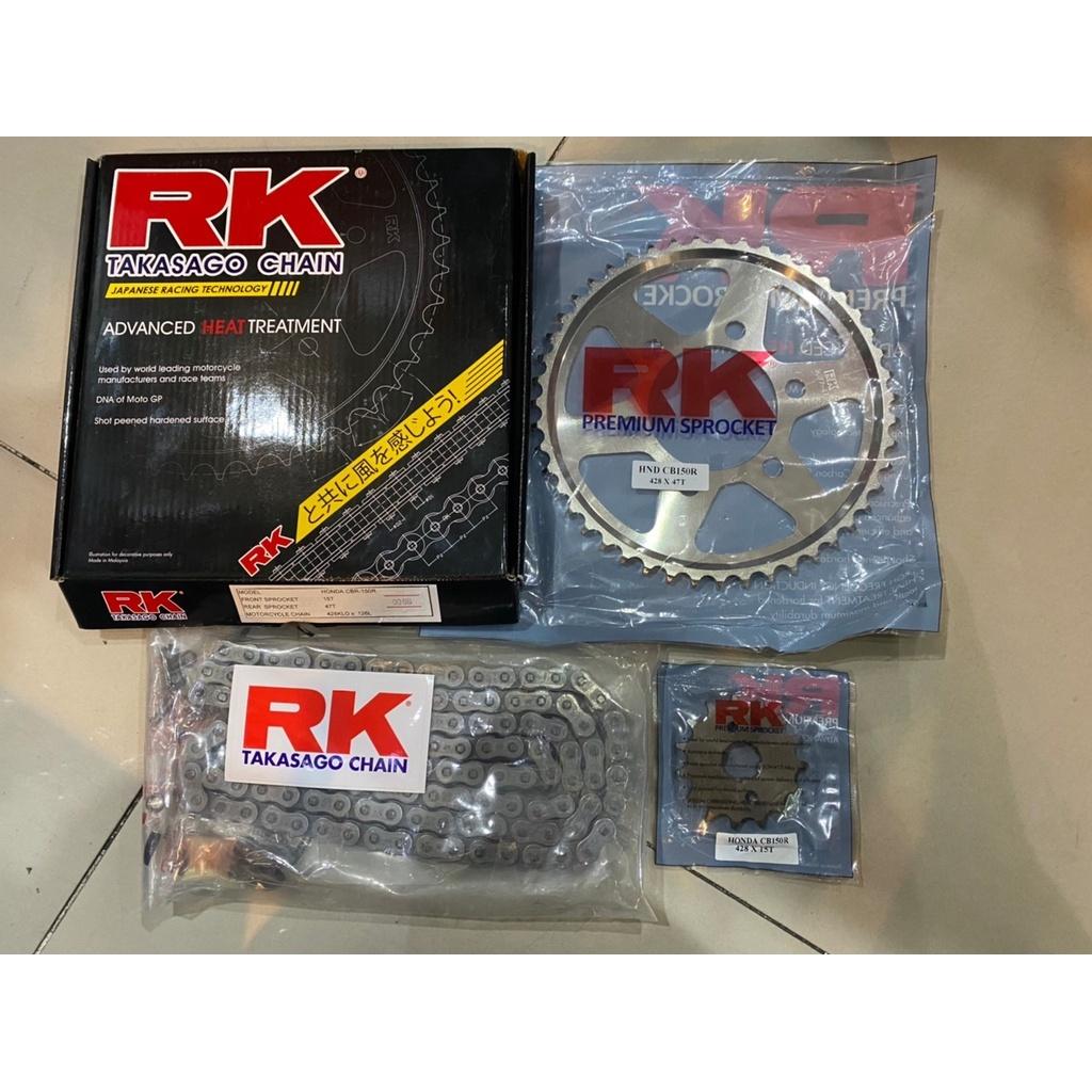 ชุดSetโซ่ สเตอร์หน้า-หลัง งานRK  CBR150R  Y11-17  โซ่ 428KLO สเตอร์หน้า15ฟัน สเตอร์หลัง43-47ฟัน ชุดSET RK