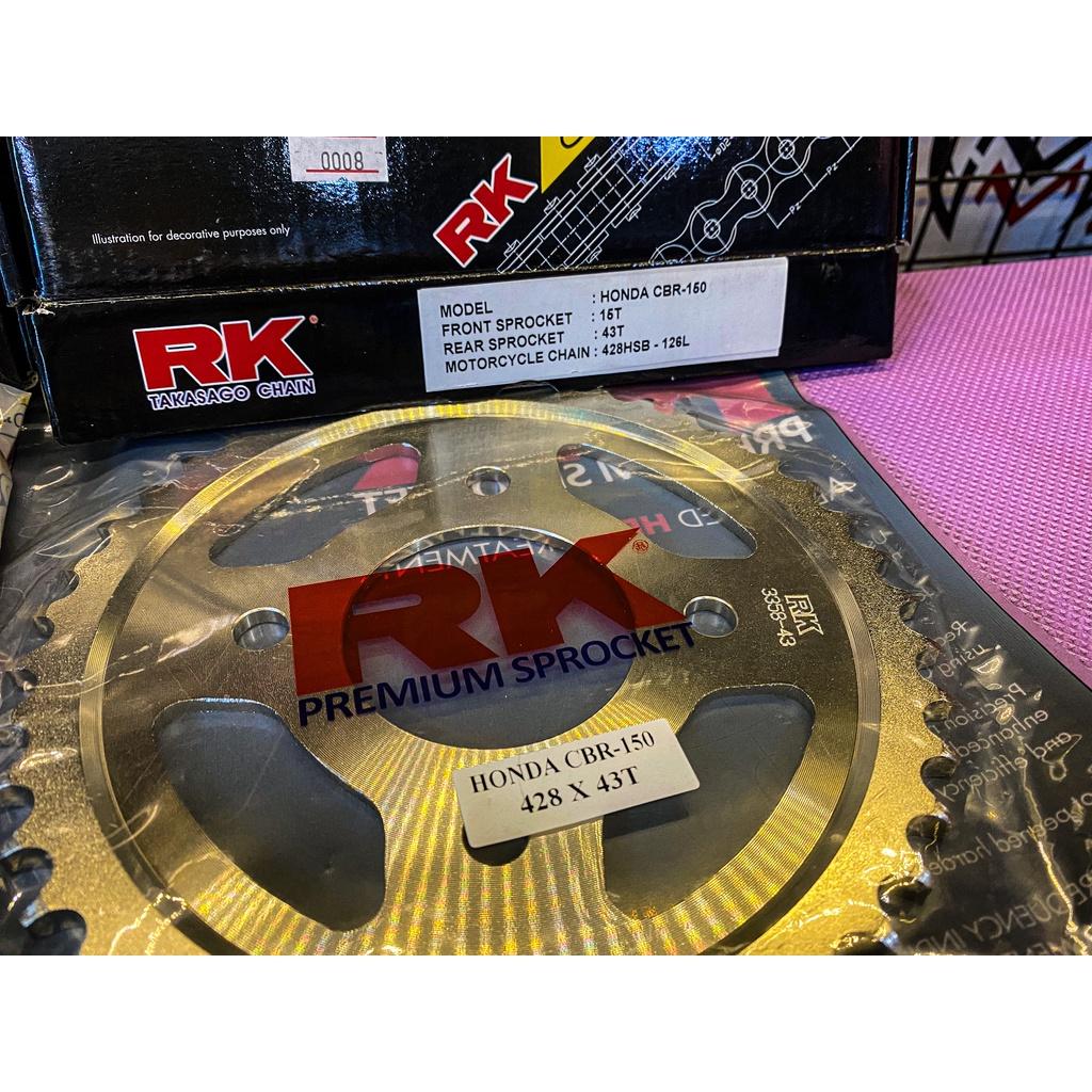 ชุดSetโซ่ สเตอร์หน้า-หลัง งานRK  CBR150R  Y11-16  โซ่ 428HSB สเตอร์หน้า15ฟัน สเตอร์หลัง43ฟัน ชุดSET RK