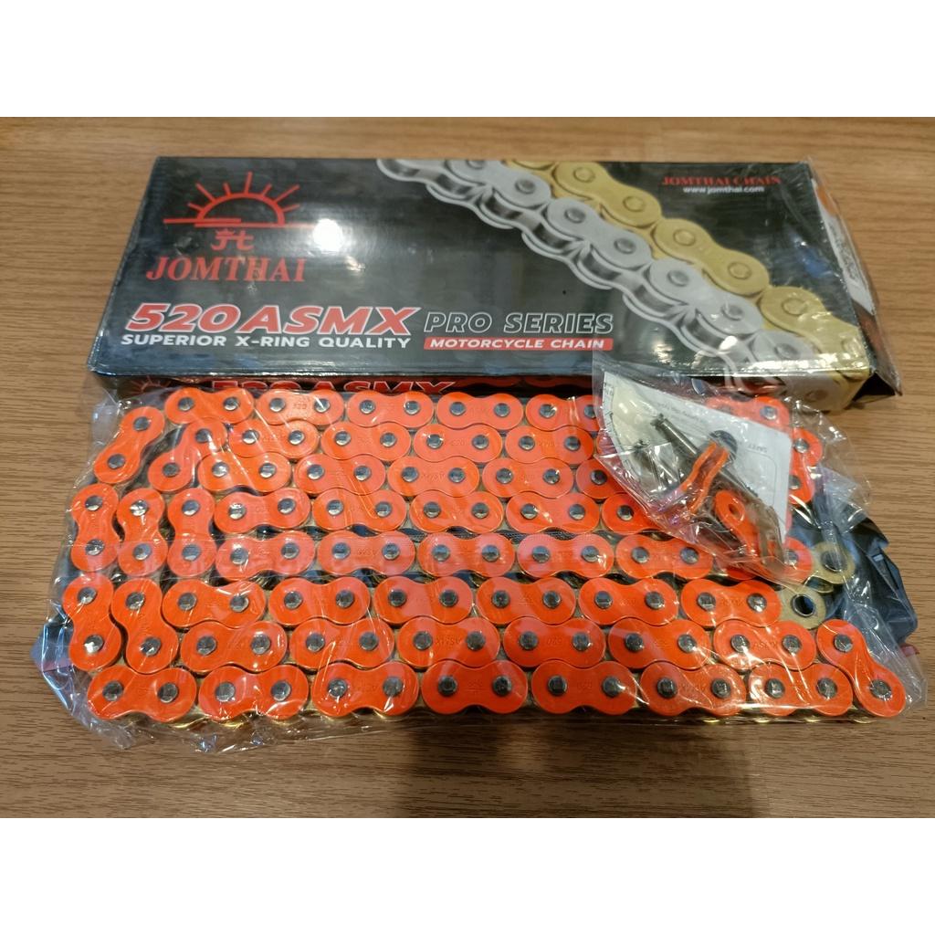 โซ่520  Jomthai X-ring  สีทอง สีทองนอก สีดำหมุดทอง สีแดง สีเขียว สีน้ำเงิน  สีส้ม120DL ASMX Jomthai แบรนด์แท้***