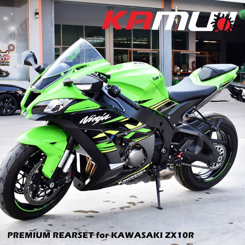 ชุดเกียร์โยง KAMUI คาร์บอนแท้ ตรงรุ่น ZX10R เกียร์ปกติ ปรับระดับพักเท้า หัวเกียร์พับได้ พักเท้าพับได้ เกียร์โยง