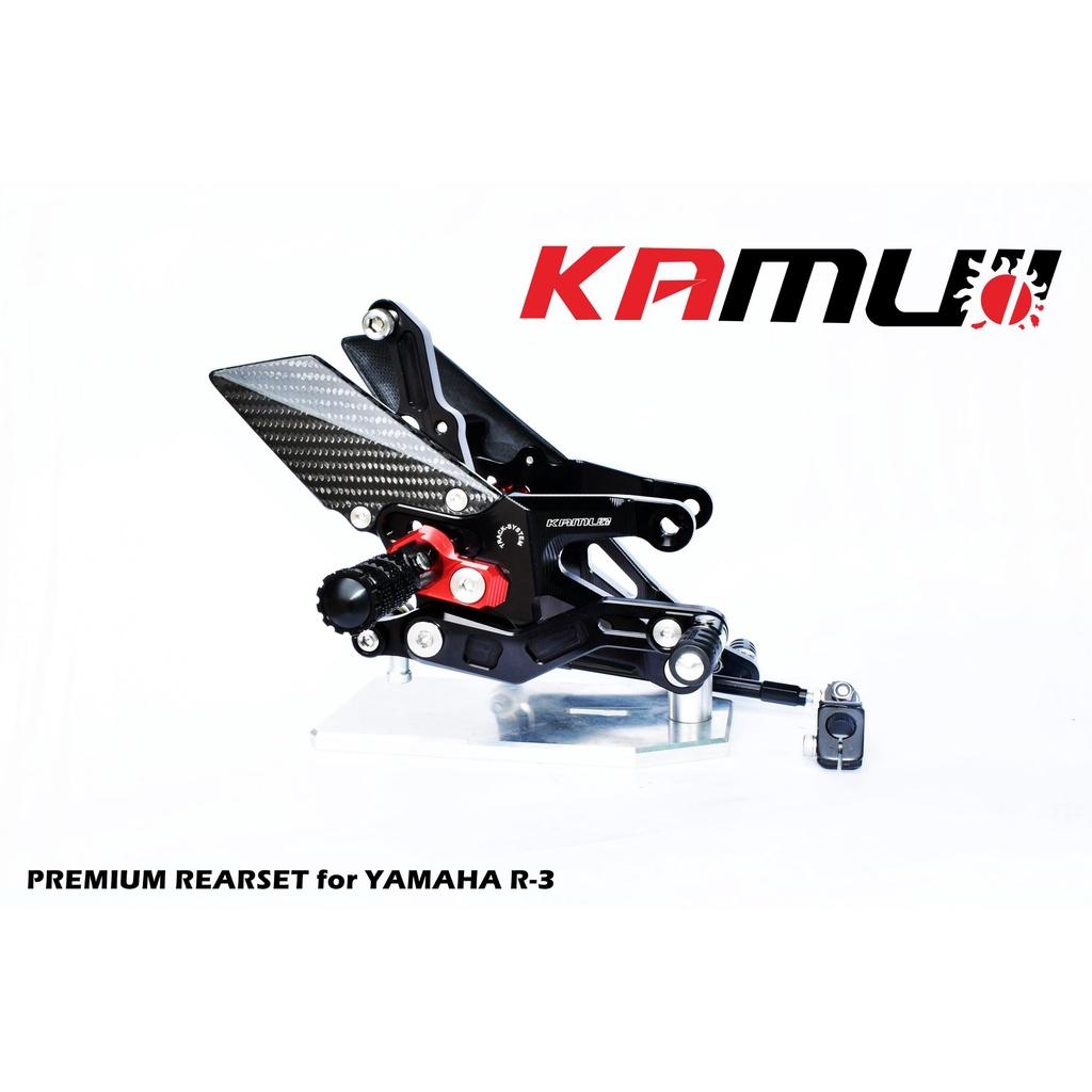 ชุดเกียร์โยง KAMUI คาร์บอนแท้ ตรงรุ่น R3 ปรับระดับพักเท้า หัวเกียร์พับได้ พักเท้าพับได้ เกียร์โยง