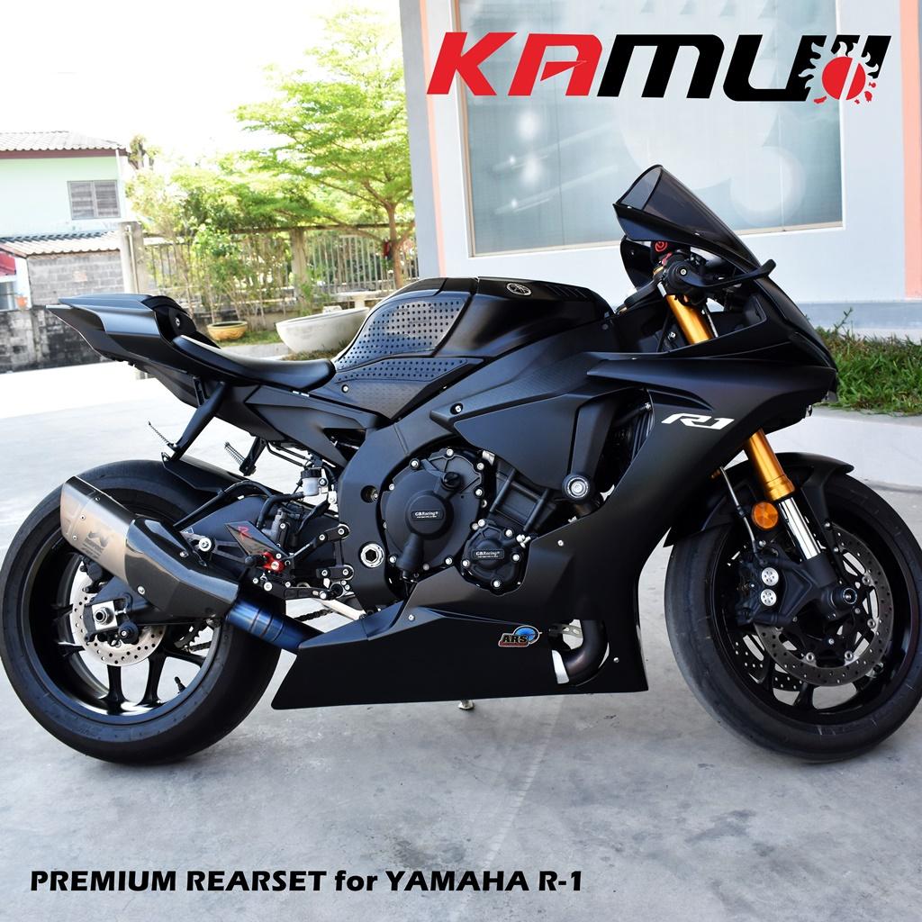 ชุดเกียร์โยง KAMUI คาร์บอนแท้ ตรงรุ่น R-1 R1 (Racing Style)ปรับระดับพักเท้า หัวเกียร์พับได้ พักเท้าพับได้ เกียร์โยง