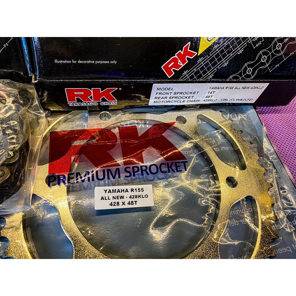 ชุดSetโซ่ สเตอร์หน้า-หลัง งานRK  R15 new / XSR / MT15  โซ่ 428KLO สเตอร์หน้า14ฟัน สเตอร์หลัง48-54ฟัน ชุดSET RK