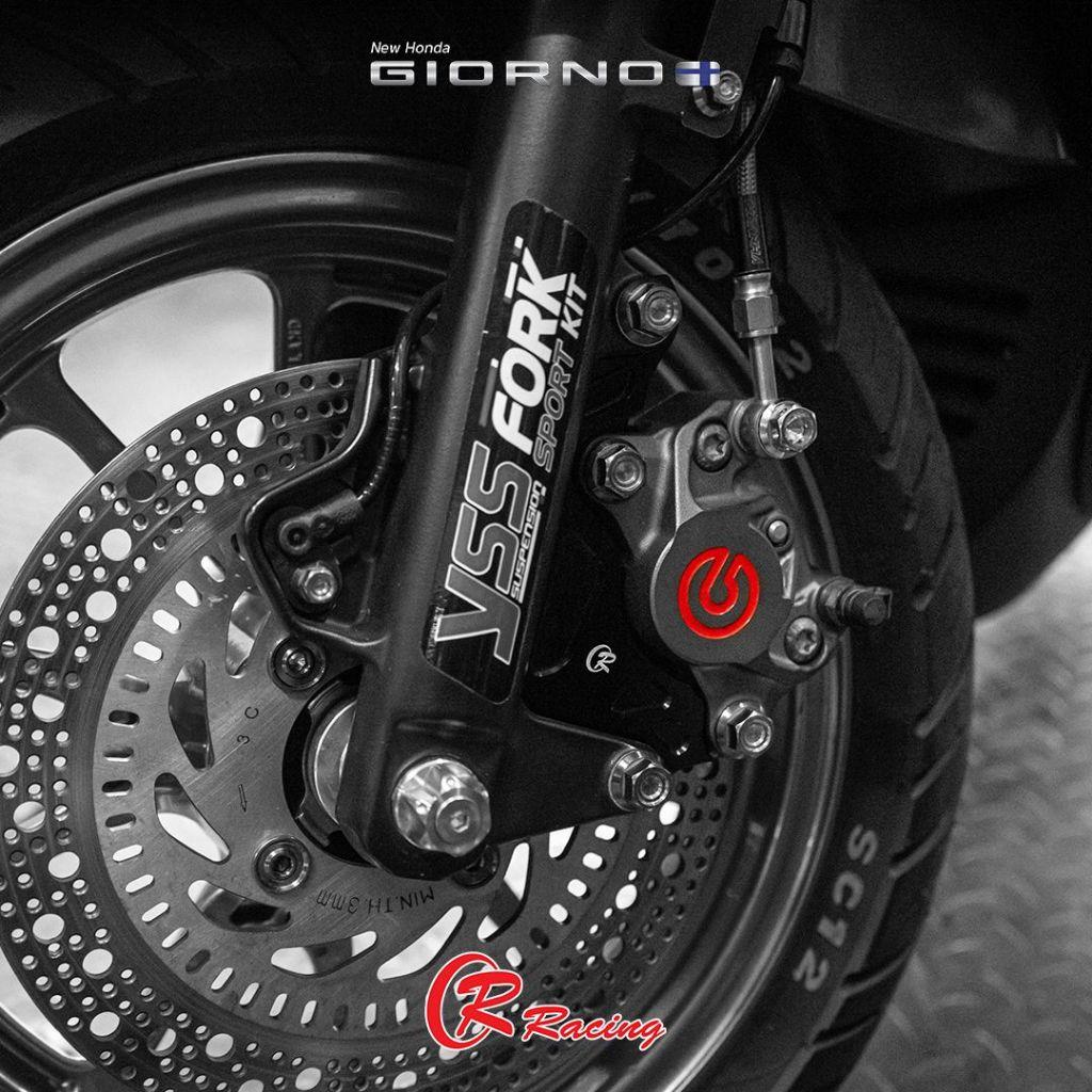 Giorno+ (ABS) CR RACING ขายึดปั๊มดิสเบรคหน้า CNC สำหรับปั๊มปักข้าง ปั๊มด้วง 2 Pot ขนาดจาน 220mm (029)