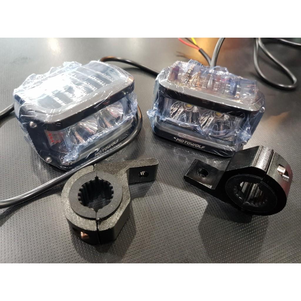 ชุดคู่ ไฟสปอร์ตไลท์+ขายึด Motowolf แบบมีไซเรน