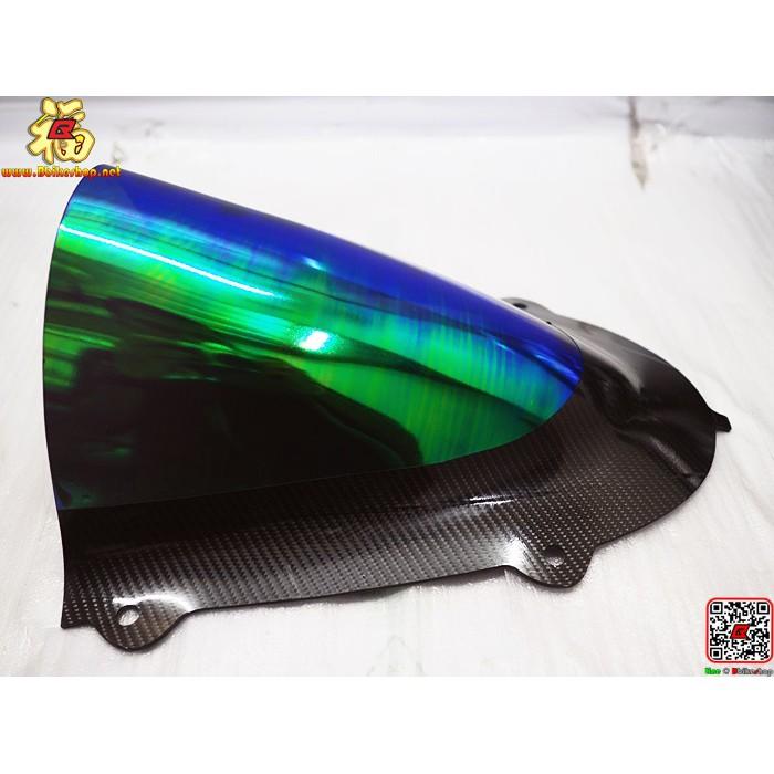 ชิวหน้าแต่งปรอท+เคฟล่ารุ้งตรงรุ่น R-3 2019 ชิวแต่ง อะคริลิค ดำ