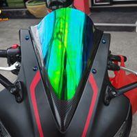 ชิวหน้าแต่งปรอท+เคฟล่ารุ้งตรงรุ่น CBR-300R ชิวแต่ง อะคริลิค ดำ