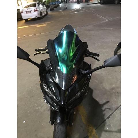 ชิวหน้าแต่ง ปรอทเคฟล่า ตรงรุ่น NINJA400 ชิวแต่ง อะคริลิค ดำ  หน้ากาก บังหน้า