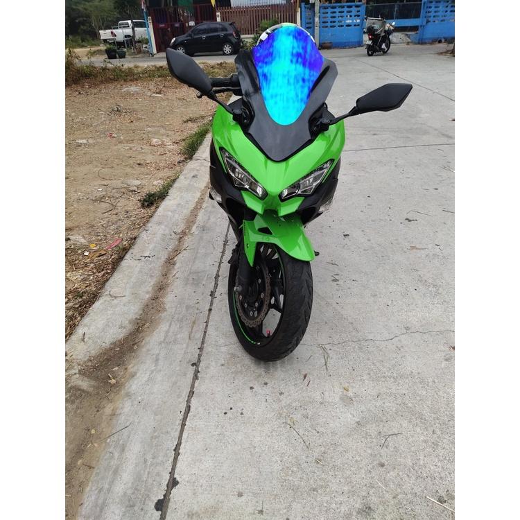 ชิวหน้าแต่ง ปรอทเคฟล่า ตรงรุ่น NINJA400 ชิวแต่ง อะคริลิค ดำ  หน้ากาก บังหน้า