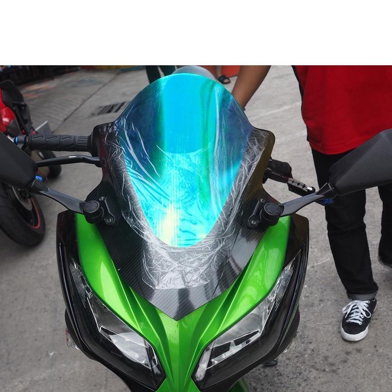 ชิวหน้าแต่ง ปรอทเคฟล่า ตรงรุ่น NINJA400 ชิวแต่ง อะคริลิค ดำ  หน้ากาก บังหน้า