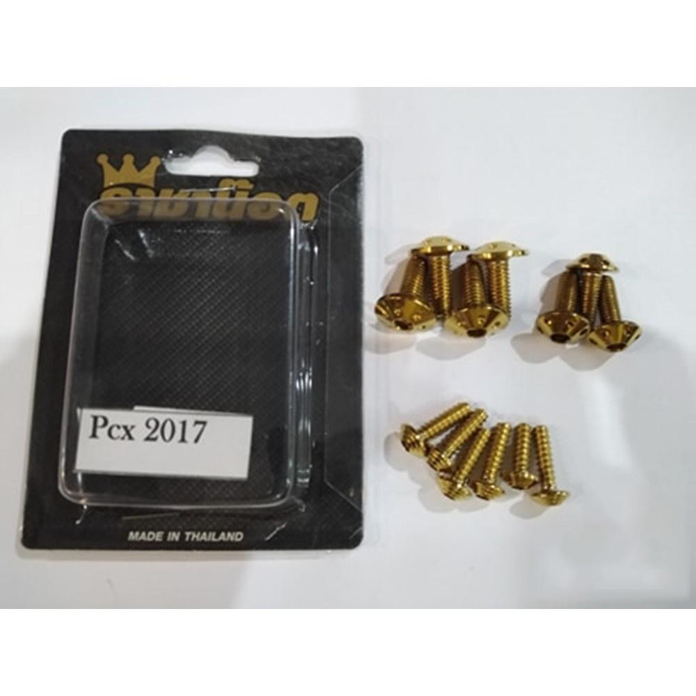 น็อตชุดสี [PCX2017] ทอง น็อตเฟริ่ง จุดที่มองเห็น เเสตนเลสทอง