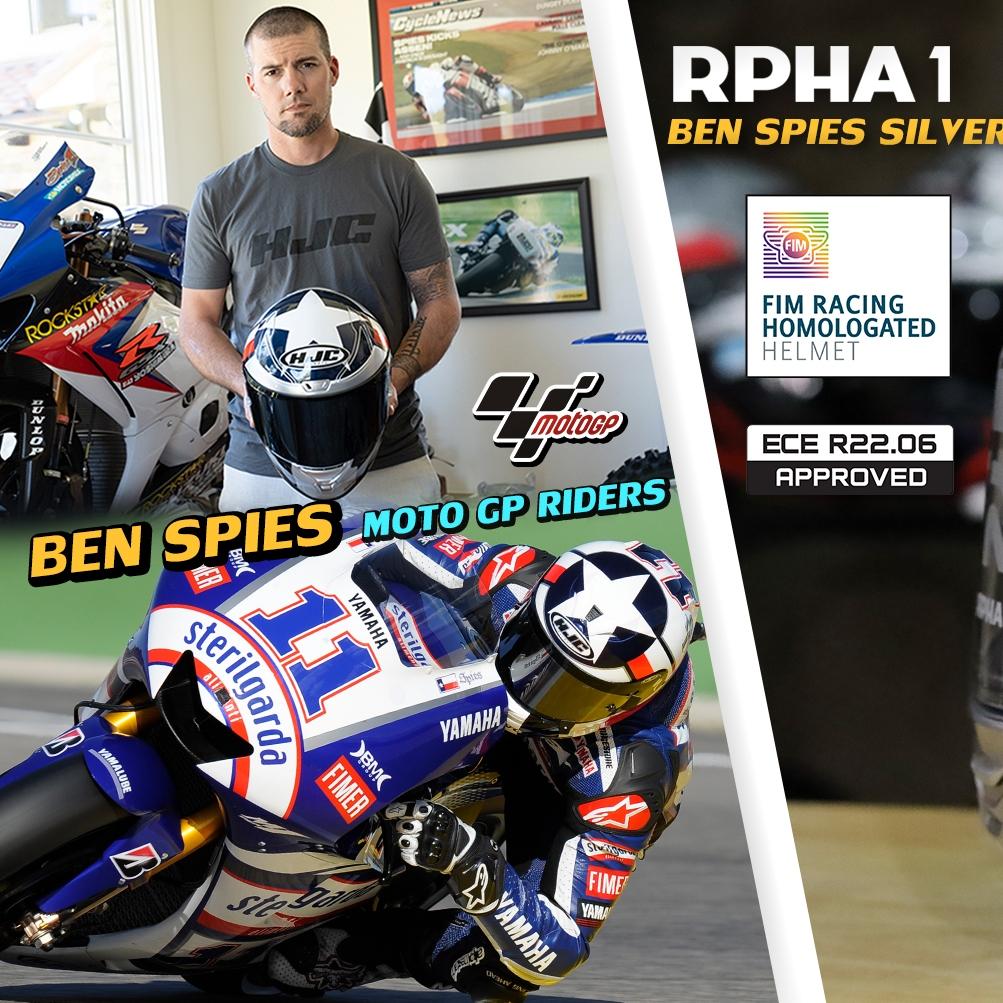 หมวกกันน็อค HJC RPHA1 Ben Spies Silver Star ลายนักแข่ง Moto GP🏁BIG STAR⭐️⭐️ ลายดาวเด่นในตำนานของ HJC
