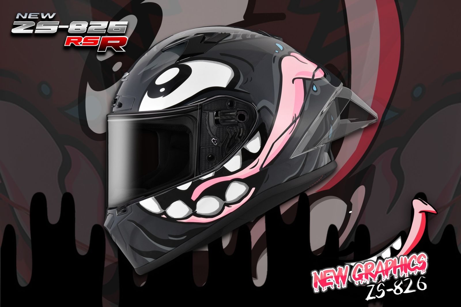 หมวกกันน็อค ZEUS-826 RS แถม Spoiler สีสโมค