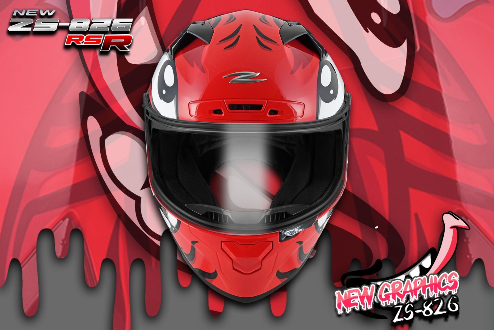 หมวกกันน็อค ZEUS-826 RS แถม Spoiler สีสโมค