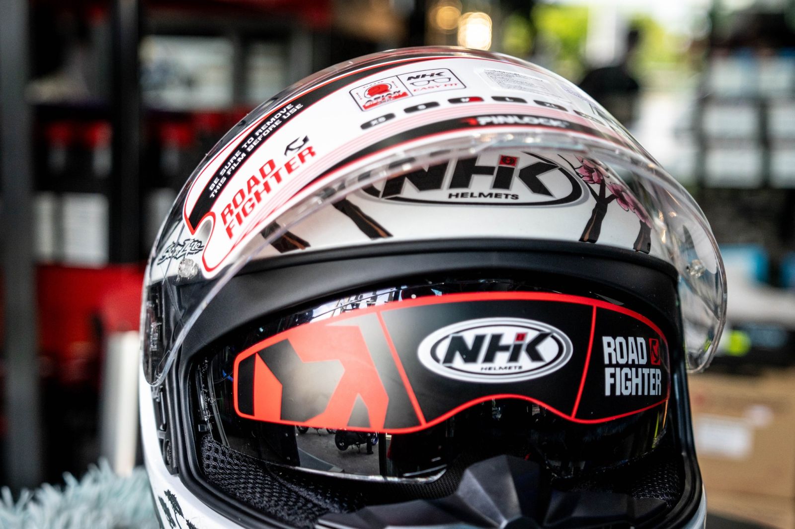 หมวกกันน็อค NHK ลาย Alonso Lopez แว่น2ชั้น  แถมกระเป๋าผ้า