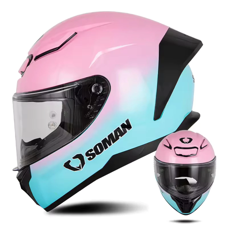 หมวกกันน็อค Soman SM973 เป็นหมวกกันน็อคเต็มใบสไตล์สปอร์ตมีน้ำหนักเบา นวมใส่สบาย และรองรับการติดตั้งบลูทูธ