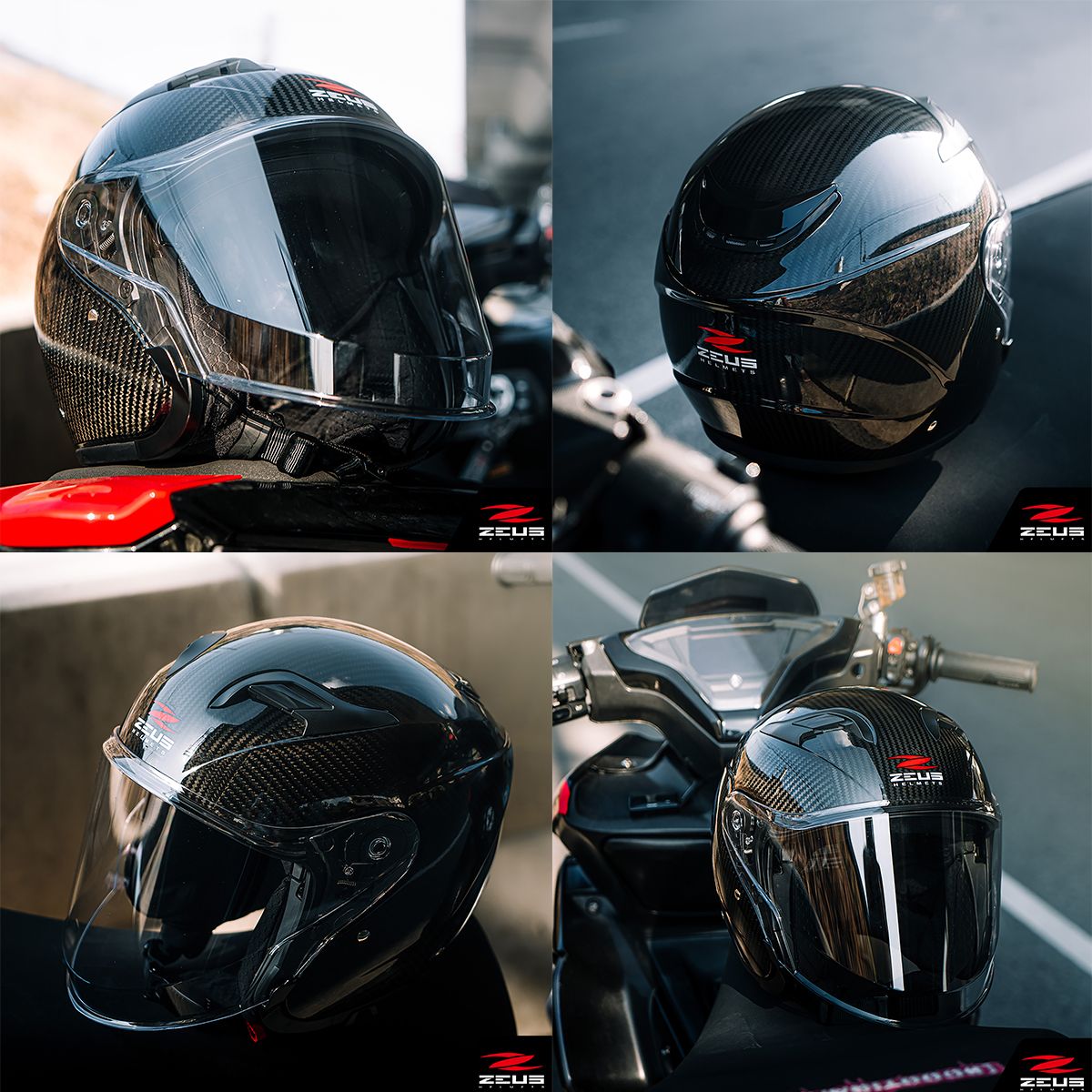 หมวกกันน็อค ZEUS Helmet ZS-630 100% คาบอน แว่นตากันแดด ในซิว