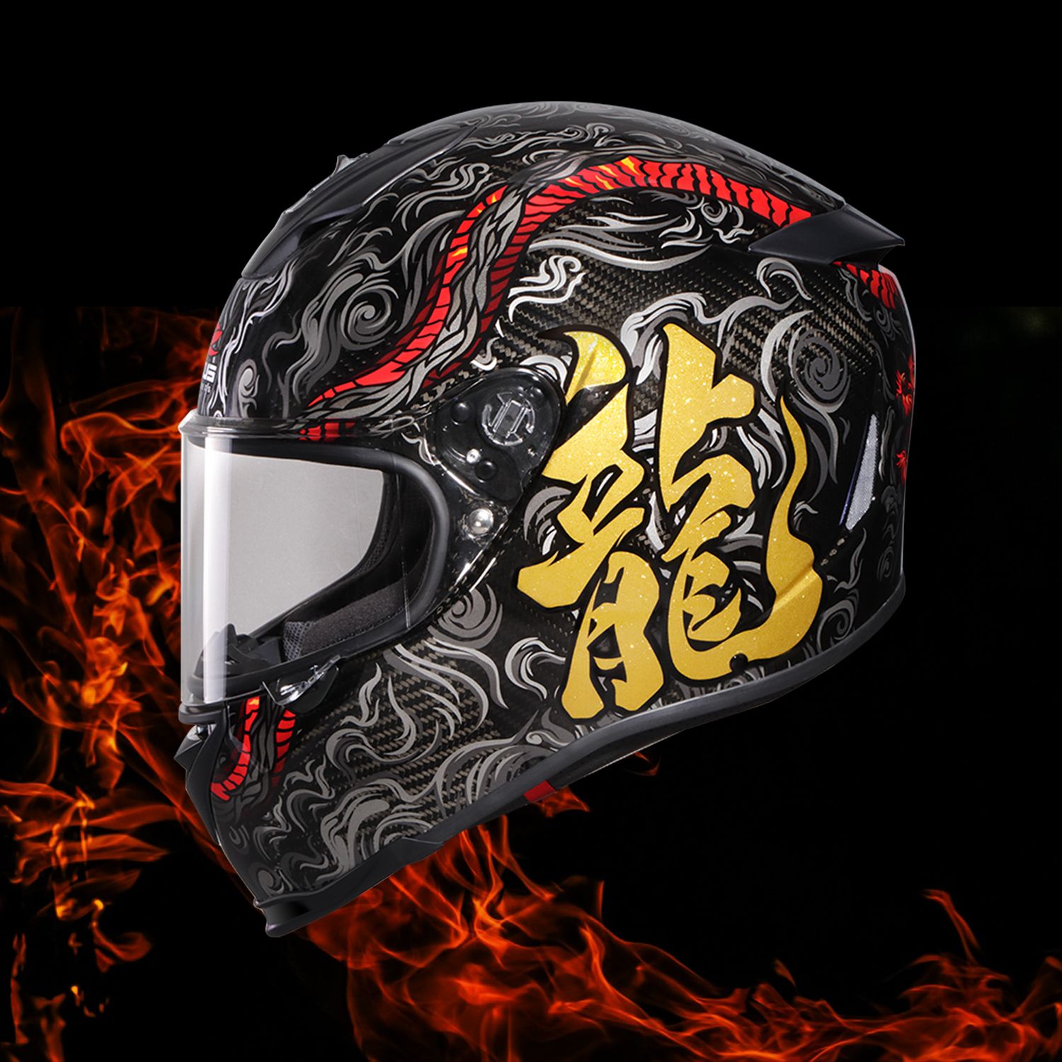 หมวกกันน็อค ZEUS ZS-1900 CABON DRAGON / GLOD