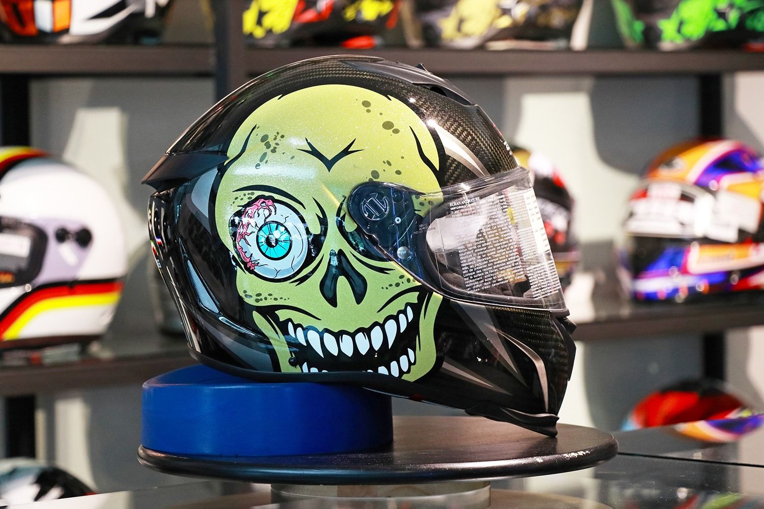 หมวกกันน็อค ZEUS ZS-1900 CABON SKULL / GOLD / SILVER / GREEN