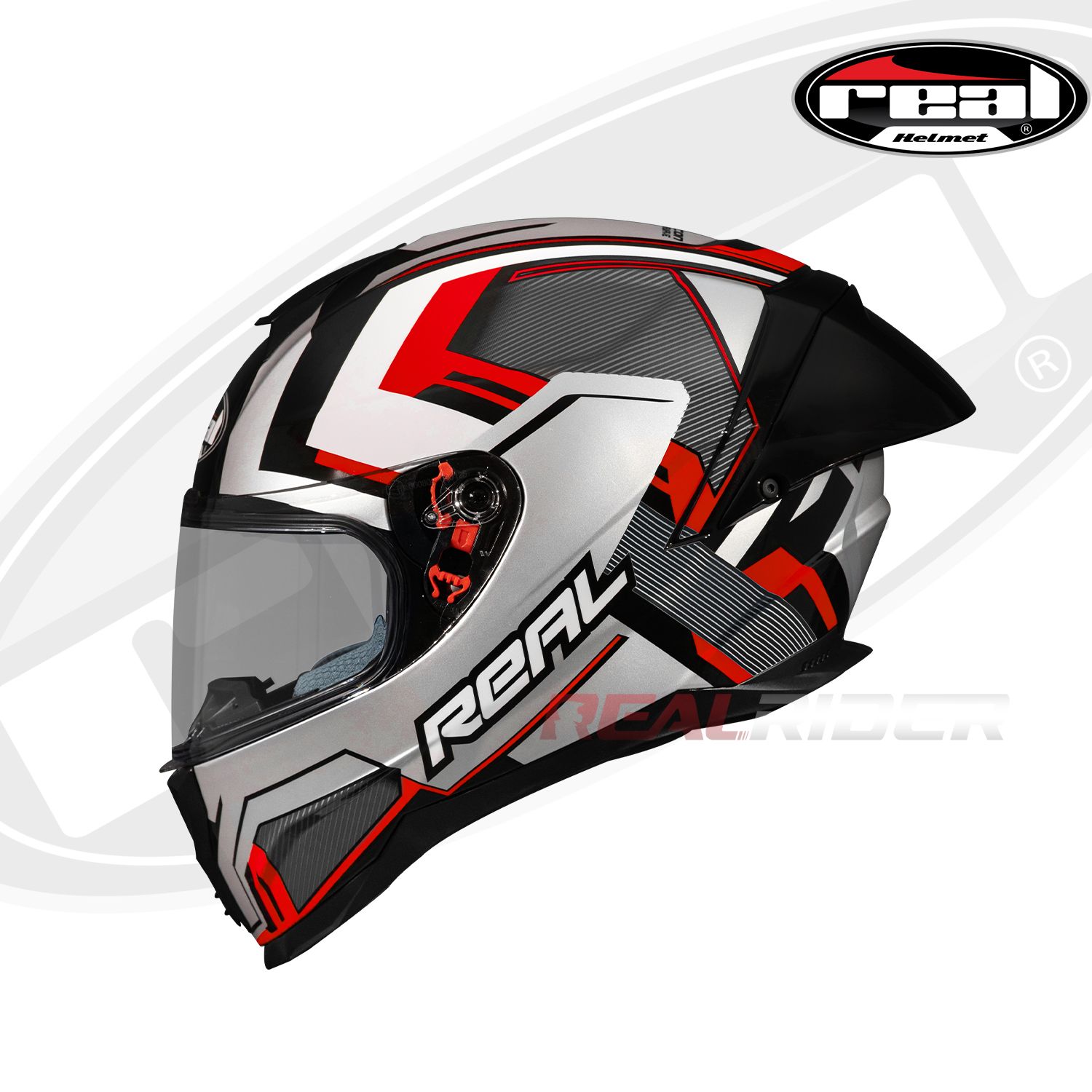 หมวกกันน็อค Real Falcon Cyberwave (กระจกชั้นเดียว) – เทา/แดง