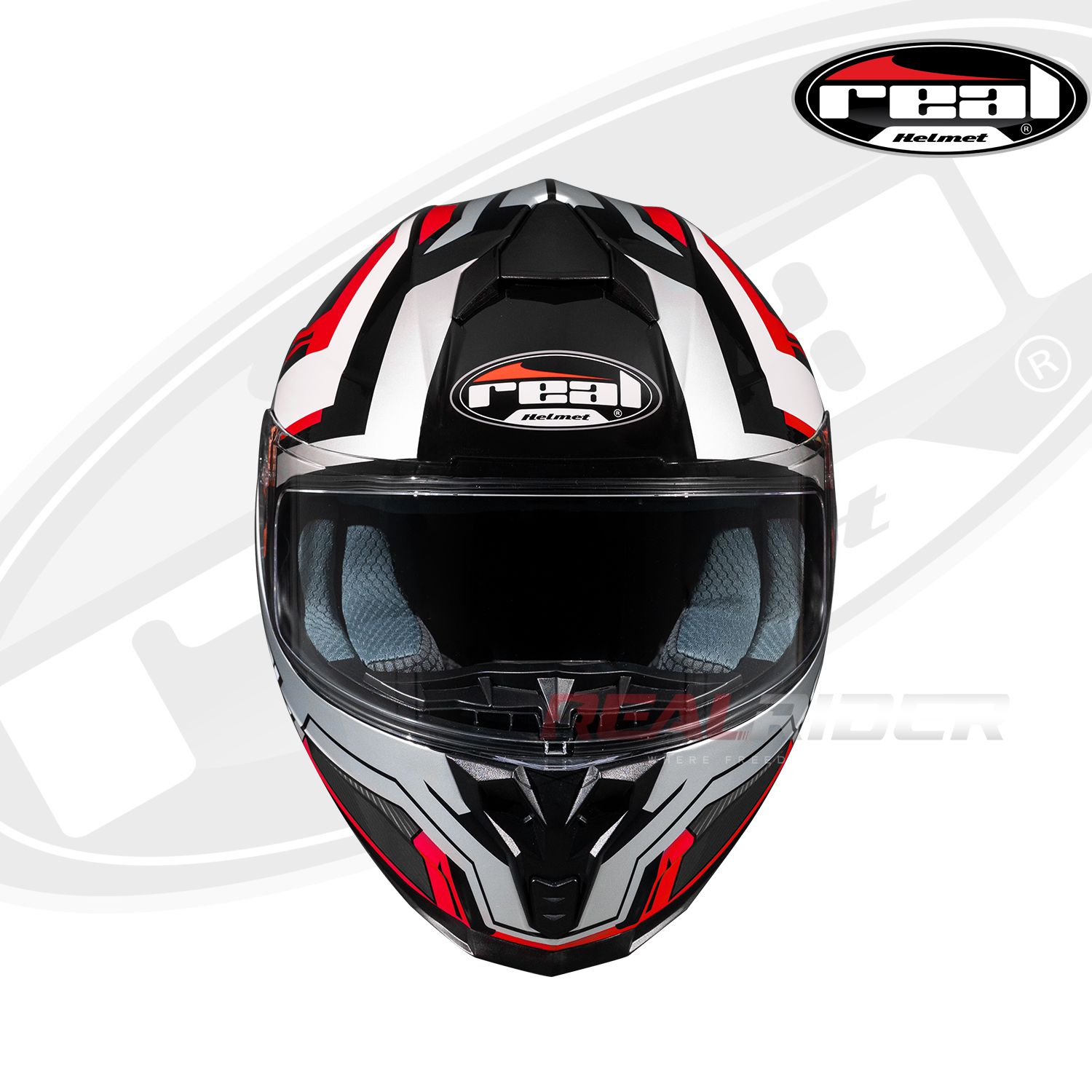 หมวกกันน็อค Real Falcon Cyberwave (กระจกชั้นเดียว) – เทา/แดง