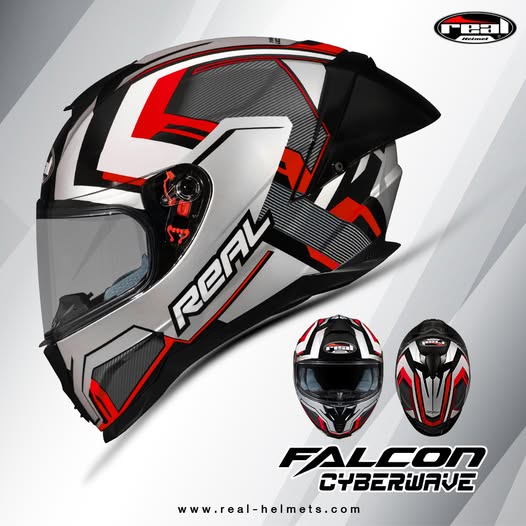 หมวกกันน็อค Real Falcon Cyberwave (กระจกชั้นเดียว) – เทา/แดง