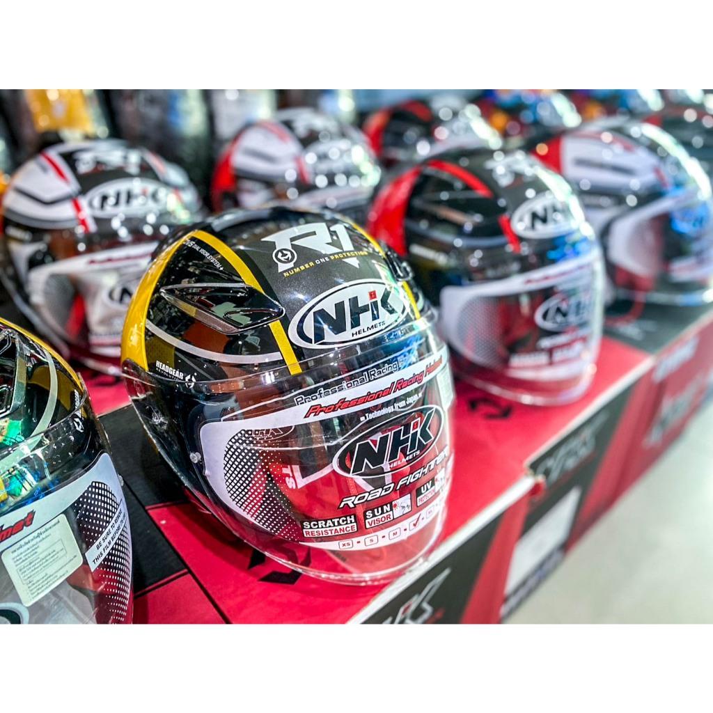ลดด่วน!! หมวกกันน็อค ครึ่งใบ NHK Helmets R1 -SAMURAI -NAPOLEAN😈Open Face รุ่นมีแว่นสองชั้น กราฟฟิค แถมชิวหน้า