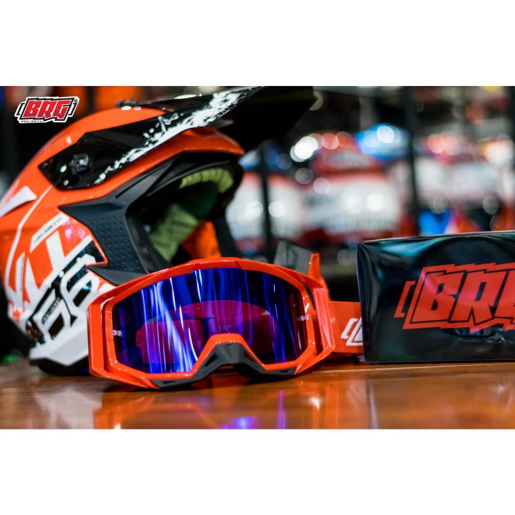 แว่นวิบาก GOGGLE รุ่น BR-101 ใส่เสริมหมวกวิบาก สีส้ม เขียว ดำ แข็งแรง น้ำหนักเบา มีความยืดยุ่นสูง ออกแบบมาสำหรับใช้กับหม