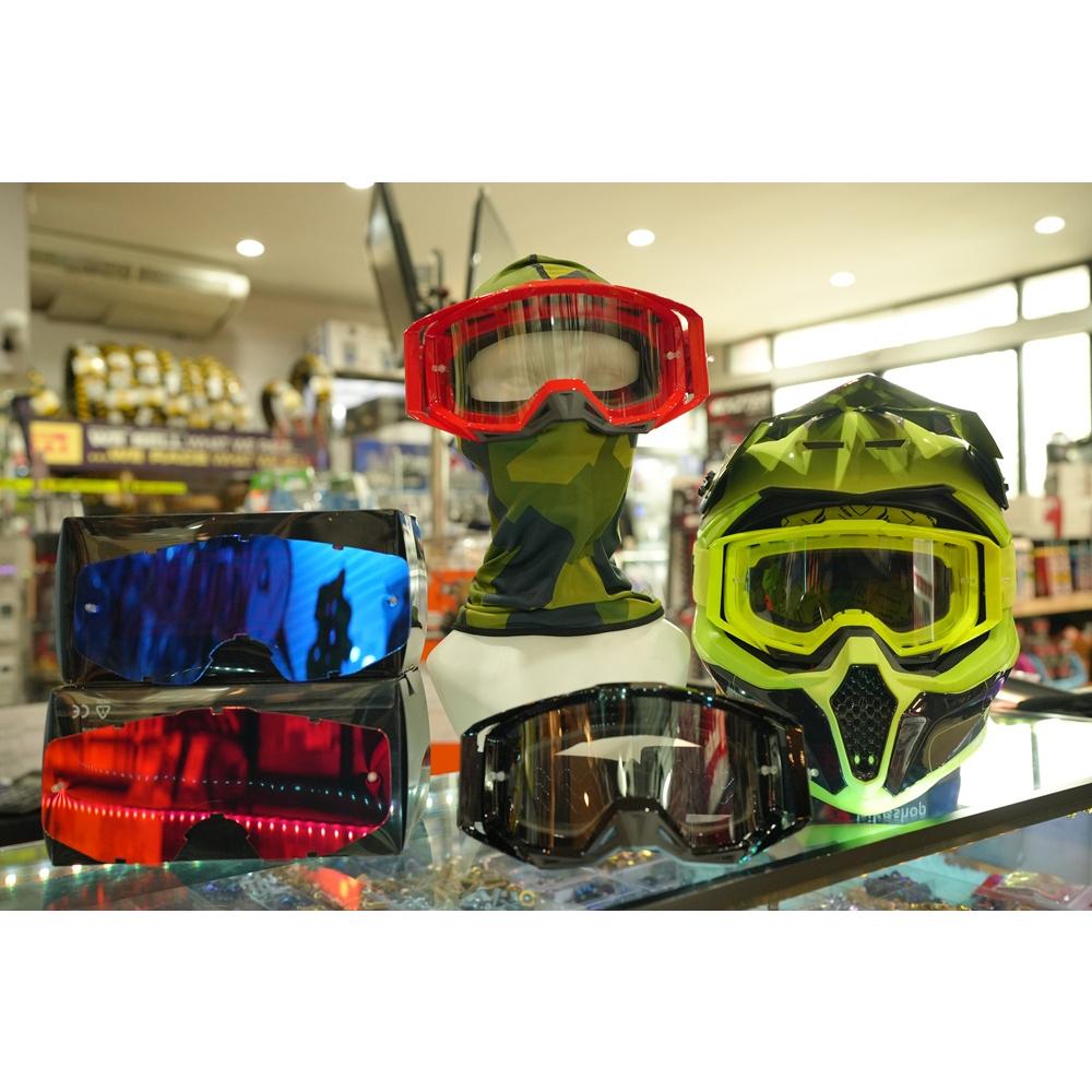 แว่นวิบาก GOGGLE รุ่น BR-101 ใส่เสริมหมวกวิบาก สีส้ม เขียว ดำ แข็งแรง น้ำหนักเบา มีความยืดยุ่นสูง ออกแบบมาสำหรับใช้กับหม